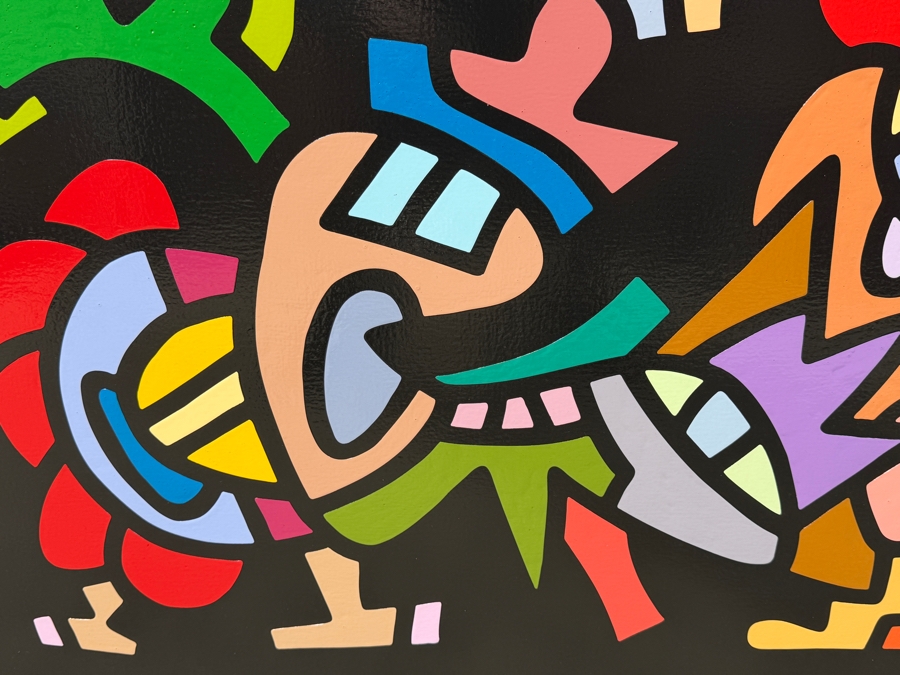 Santos Orellana (B. 1974, American) Original Acrylic Painting On Plywood Signed Verso 'The Art Of Santos' Urban Pop Artwork 30' X 24' With Substantial Hand Painted Wooden Frame SO-JUL2020-052 Estimate $1,000-$1,400 [Photo 5]