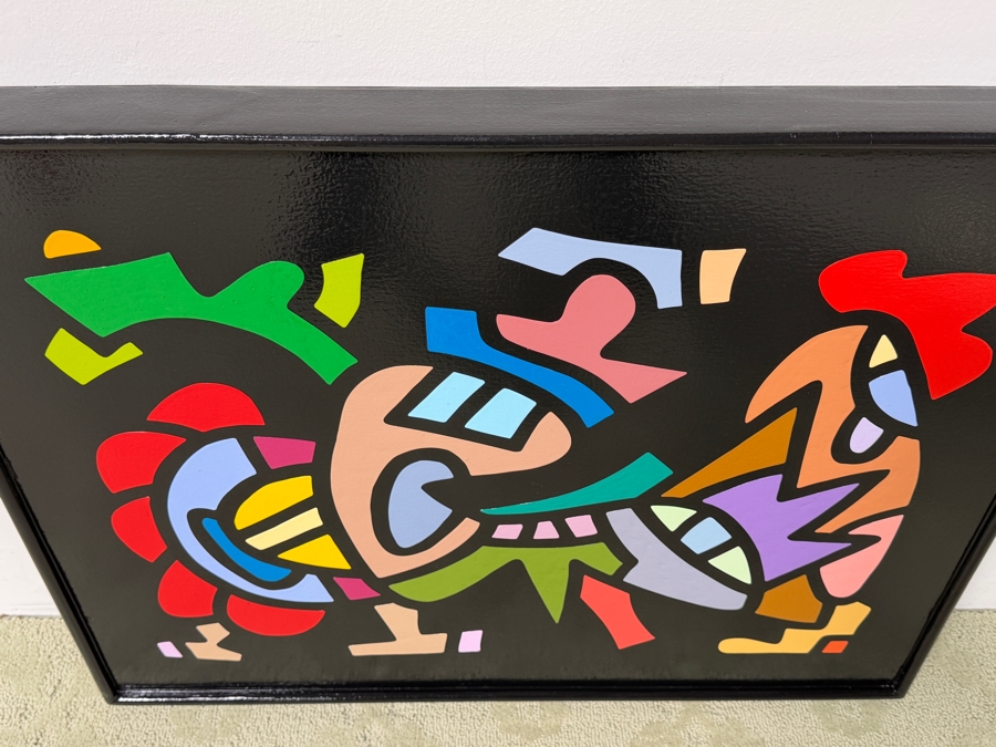 Santos Orellana (B. 1974, American) Original Acrylic Painting On Plywood Signed Verso 'The Art Of Santos' Urban Pop Artwork 30' X 24' With Substantial Hand Painted Wooden Frame SO-JUL2020-052 Estimate $1,000-$1,400 [Photo 6]