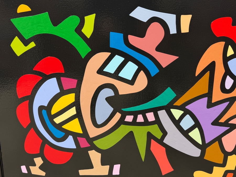Santos Orellana (B. 1974, American) Original Acrylic Painting On Plywood Signed Verso 'The Art Of Santos' Urban Pop Artwork 30' X 24' With Substantial Hand Painted Wooden Frame SO-JUL2020-052 Estimate $1,000-$1,400 [Photo 4]