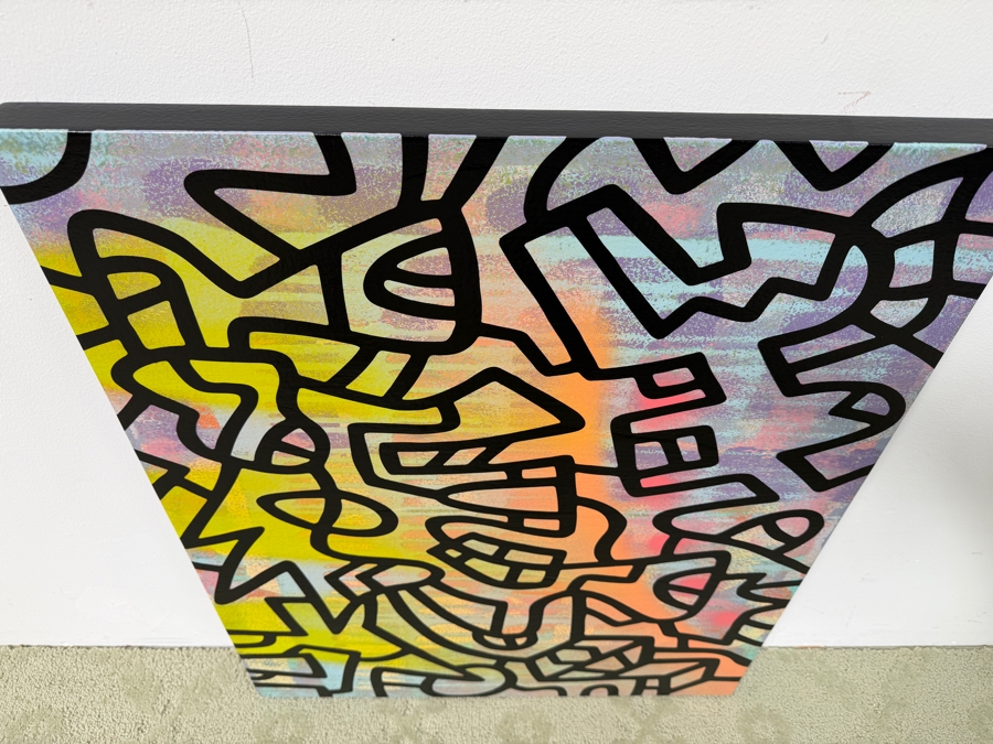 Santos Orellana (B. 1974, American) Original Acrylic Painting On Plywood Signed Verso 'The Art Of Santos' Urban Pop Artwork 24' X 30' With Solid Hand Painted Wooden Frame SO-APR2020-039 Estimate $1,000-$1,400 [Photo 3]
