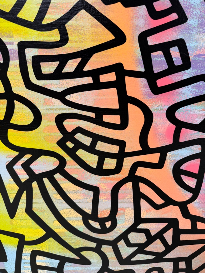 Santos Orellana (B. 1974, American) Original Acrylic Painting On Plywood Signed Verso 'The Art Of Santos' Urban Pop Artwork 24' X 30' With Solid Hand Painted Wooden Frame SO-APR2020-039 Estimate $1,000-$1,400 [Photo 2]