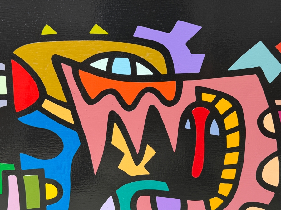 Santos Orellana (B. 1974, American) Original Acrylic Painting On Plywood Signed Verso 'The Art Of Santos' Urban Pop Artwork 30' X 24' With Substantial Hand Painted Wooden Frame SO-JUL2020-046 Estimate $1,000-$1,400 [Photo 4]