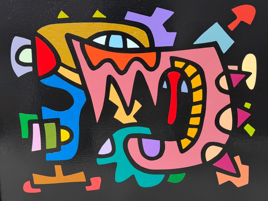 Santos Orellana (B. 1974, American) Original Acrylic Painting On Plywood Signed Verso 'The Art Of Santos' Urban Pop Artwork 30' X 24' With Substantial Hand Painted Wooden Frame SO-JUL2020-046 Estimate $1,000-$1,400 [Photo 2]