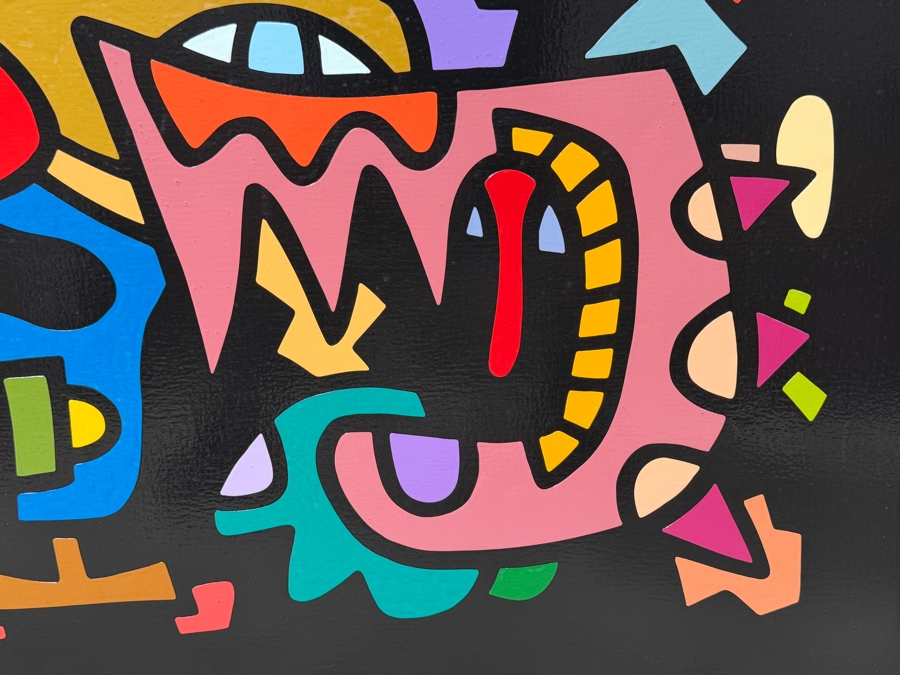 Santos Orellana (B. 1974, American) Original Acrylic Painting On Plywood Signed Verso 'The Art Of Santos' Urban Pop Artwork 30' X 24' With Substantial Hand Painted Wooden Frame SO-JUL2020-046 Estimate $1,000-$1,400 [Photo 3]