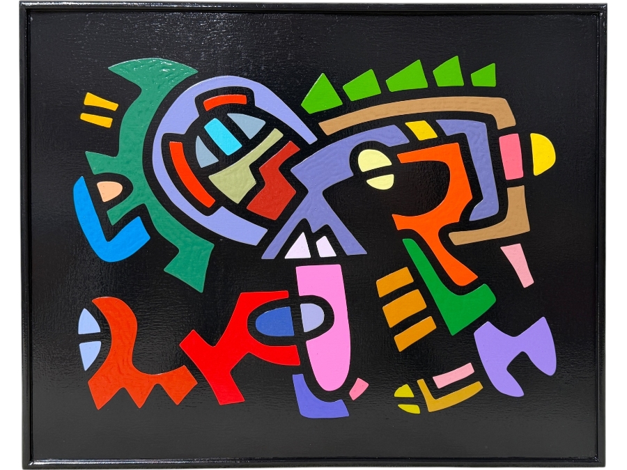 Santos Orellana (B. 1974, American) Original Acrylic Painting On Plywood Signed Verso 'The Art Of Santos' Urban Pop Artwork 30' X 24' With Substantial Hand Painted Wooden Frame SO-JUL2020-044 Estimate $1,000-$1,400