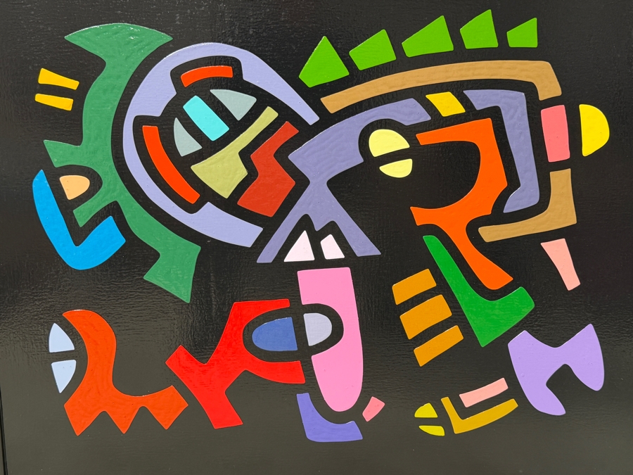 Santos Orellana (B. 1974, American) Original Acrylic Painting On Plywood Signed Verso 'The Art Of Santos' Urban Pop Artwork 30' X 24' With Substantial Hand Painted Wooden Frame SO-JUL2020-044 Estimate $1,000-$1,400 [Photo 2]