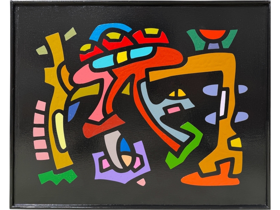 Santos Orellana (B. 1974, American) Original Acrylic Painting On Plywood Signed Verso 'The Art Of Santos' Urban Pop Artwork 30' X 24' With Substantial Hand Painted Wooden Frame SO-JUL2020-097 Estimate $1,000-$1,400