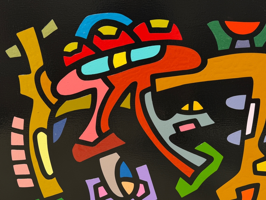 Santos Orellana (B. 1974, American) Original Acrylic Painting On Plywood Signed Verso 'The Art Of Santos' Urban Pop Artwork 30' X 24' With Substantial Hand Painted Wooden Frame SO-JUL2020-097 Estimate $1,000-$1,400 [Photo 3]
