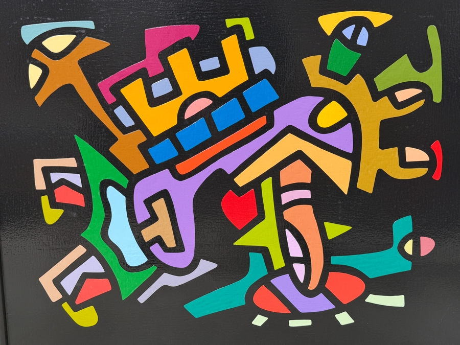 Santos Orellana (B. 1974, American) Original Acrylic Painting On Plywood Signed Verso 'The Art Of Santos' Urban Pop Artwork 30' X 24' With Substantial Hand Painted Wooden Frame SO-JUL2020-043 Estimate $1,000-$1,400 [Photo 2]