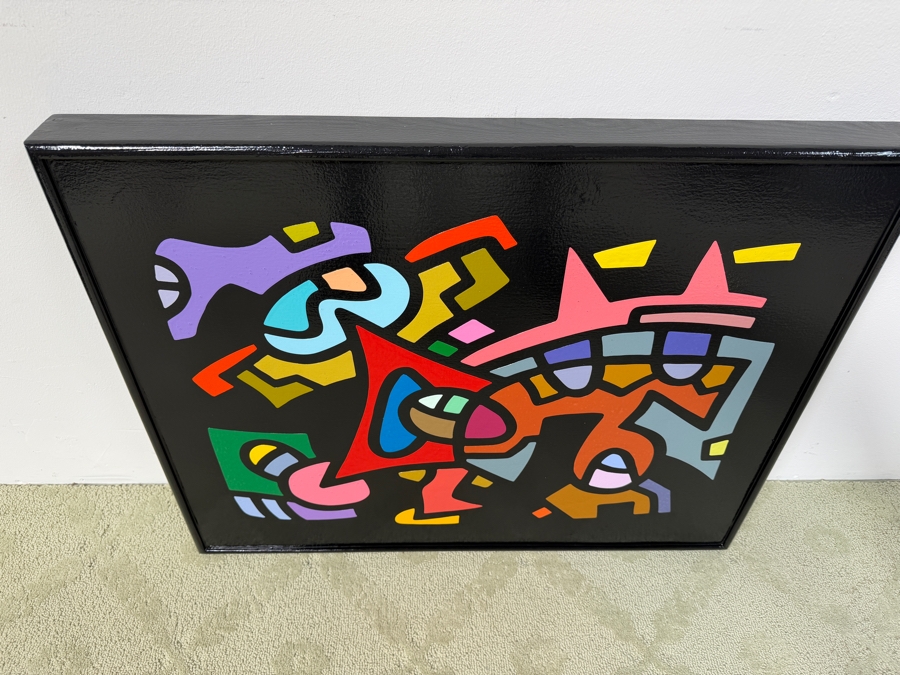 Santos Orellana (B. 1974, American) Original Acrylic Painting On Plywood Signed Verso 'The Art Of Santos' Urban Pop Artwork 30' X 24' With Substantial Hand Painted Wooden Frame SO-JUL2020-045 Estimate $1,000-$1,400 [Photo 6]