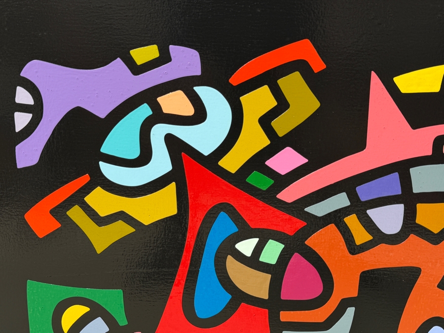 Santos Orellana (B. 1974, American) Original Acrylic Painting On Plywood Signed Verso 'The Art Of Santos' Urban Pop Artwork 30' X 24' With Substantial Hand Painted Wooden Frame SO-JUL2020-045 Estimate $1,000-$1,400 [Photo 5]