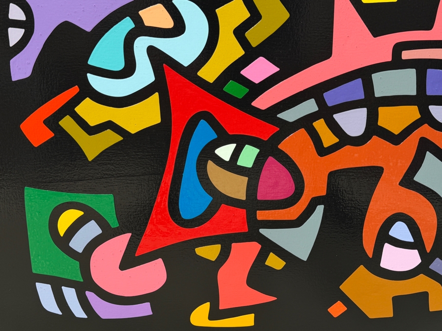 Santos Orellana (B. 1974, American) Original Acrylic Painting On Plywood Signed Verso 'The Art Of Santos' Urban Pop Artwork 30' X 24' With Substantial Hand Painted Wooden Frame SO-JUL2020-045 Estimate $1,000-$1,400 [Photo 4]