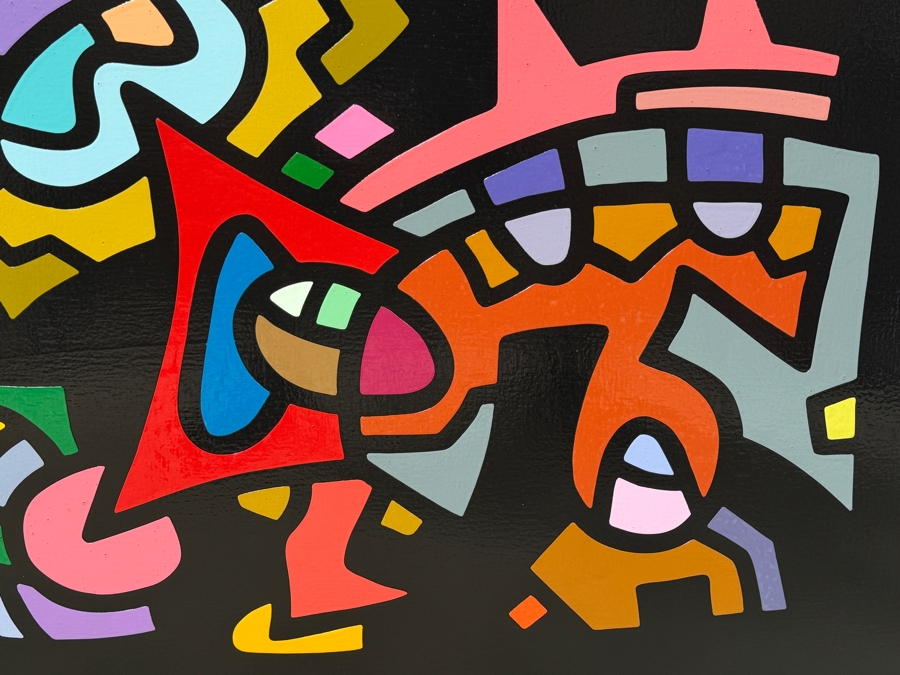 Santos Orellana (B. 1974, American) Original Acrylic Painting On Plywood Signed Verso 'The Art Of Santos' Urban Pop Artwork 30' X 24' With Substantial Hand Painted Wooden Frame SO-JUL2020-045 Estimate $1,000-$1,400 [Photo 3]