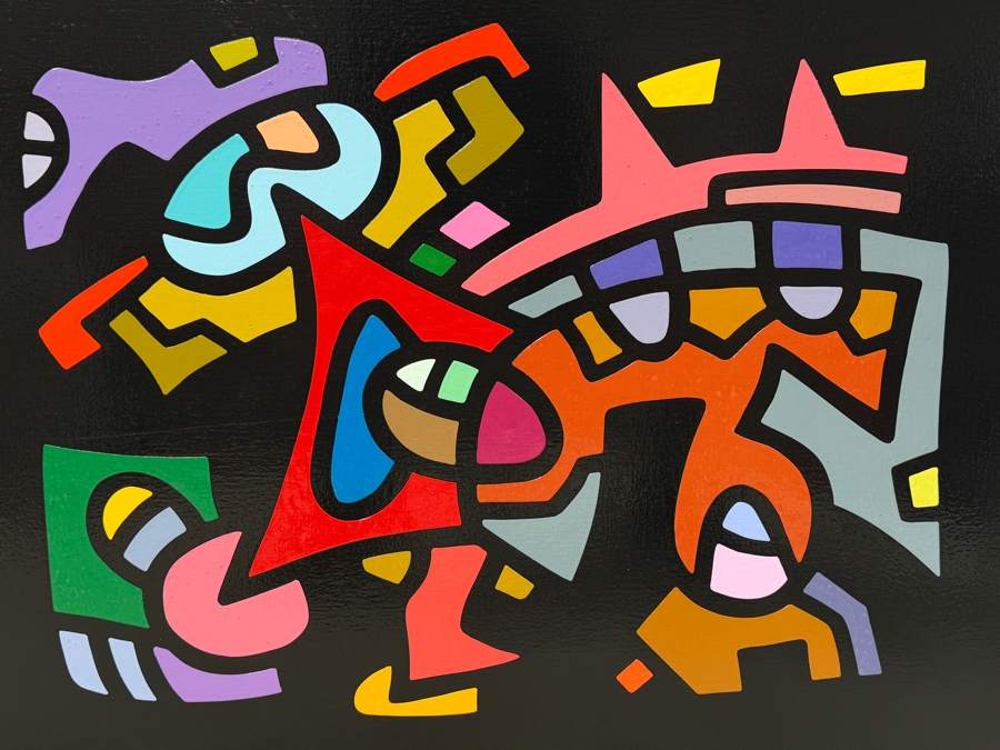 Santos Orellana (B. 1974, American) Original Acrylic Painting On Plywood Signed Verso 'The Art Of Santos' Urban Pop Artwork 30' X 24' With Substantial Hand Painted Wooden Frame SO-JUL2020-045 Estimate $1,000-$1,400 [Photo 2]