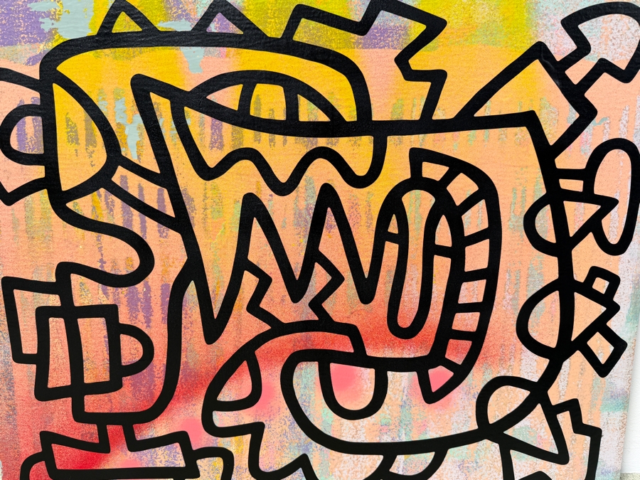 Santos Orellana (B. 1974, American) Original Acrylic Painting On Plywood Signed Verso 'The Art Of Santos' Urban Pop Artwork 30' X 24' With Solid Hand Painted Wooden Frame SO-APR2020-038 Estimate $1,000-$1,400 [Photo 2]