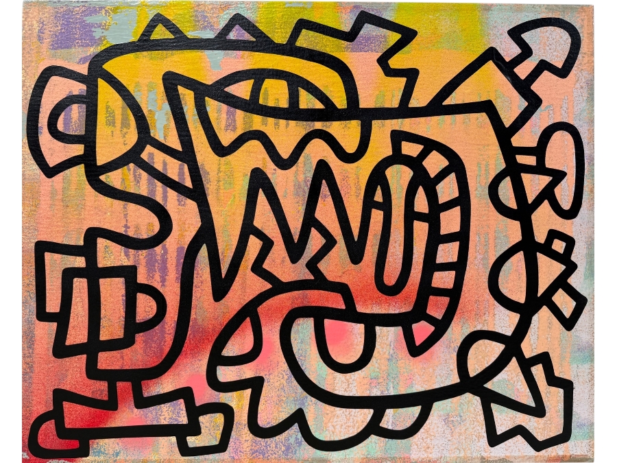 Santos Orellana (B. 1974, American) Original Acrylic Painting On Plywood Signed Verso 'The Art Of Santos' Urban Pop Artwork 30' X 24' With Solid Hand Painted Wooden Frame SO-APR2020-038 Estimate $1,000-$1,400