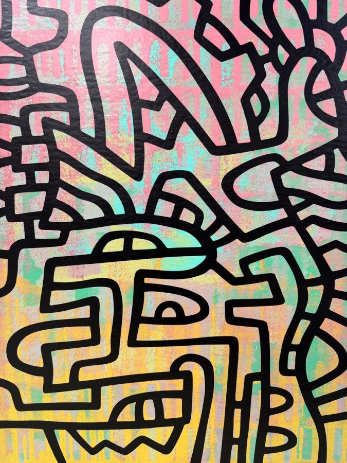 Santos Orellana (B. 1974, American) Original Acrylic Painting On Plywood Signed Verso 'The Art Of Santos' Urban Pop Artwork 24' X 30' With Substantial Hand Painted Wooden Frame SO-JUL2020-062 Estimate $1,000-$1,400 [Photo 2]