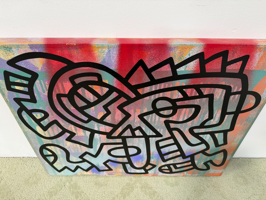 Santos Orellana (B. 1974, American) Original Acrylic Painting On Plywood Signed Verso 'The Art Of Santos' Urban Pop Artwork 30' X 24' With Solid Hand Painted Wooden Frame SO-APR2020-034 Estimate $1,000-$1,400 [Photo 4]