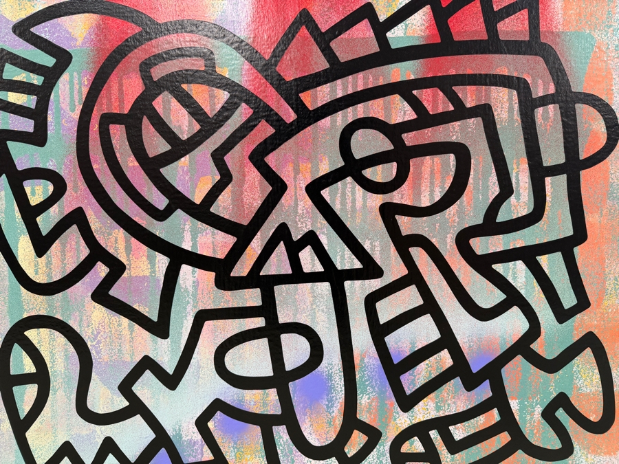 Santos Orellana (B. 1974, American) Original Acrylic Painting On Plywood Signed Verso 'The Art Of Santos' Urban Pop Artwork 30' X 24' With Solid Hand Painted Wooden Frame SO-APR2020-034 Estimate $1,000-$1,400 [Photo 2]