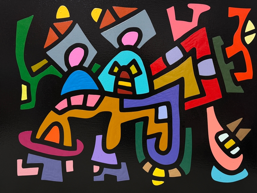 Santos Orellana (B. 1974, American) Original Acrylic Painting On Plywood Signed Verso 'The Art Of Santos' Urban Pop Artwork 30' X 24' With Substantial Hand Painted Wooden Frame SO-JUL2020-051 Estimate $1,000-$1,400 [Photo 2]