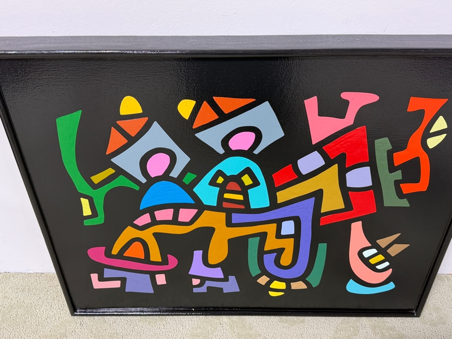 Santos Orellana (B. 1974, American) Original Acrylic Painting On Plywood Signed Verso 'The Art Of Santos' Urban Pop Artwork 30' X 24' With Substantial Hand Painted Wooden Frame SO-JUL2020-051 Estimate $1,000-$1,400 [Photo 4]