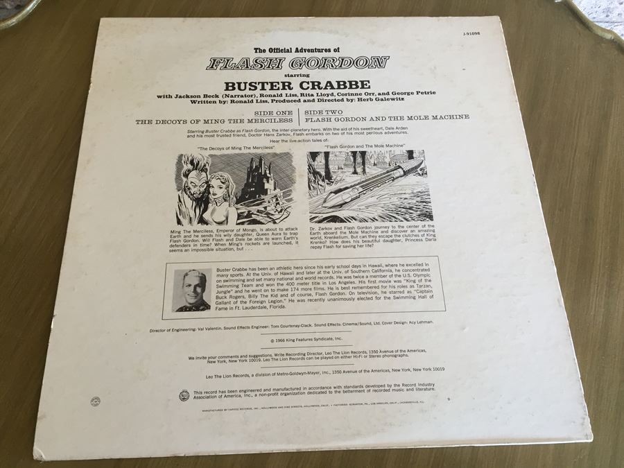 The Official Adventures Of Flash Gordon - Leo The Lion Records ‎- CH-1028 [Photo 2]