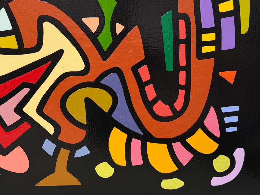 Santos Orellana (B. 1974, American) Original Acrylic Painting On Plywood Signed Verso 'The Art Of Santos' Urban Pop Artwork 30' X 24' With Substantial Hand Painted Wooden Frame SO-JUL2020-050 Estimate $1,000-$1,400 [Photo 4]