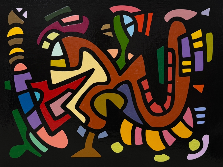 Santos Orellana (B. 1974, American) Original Acrylic Painting On Plywood Signed Verso 'The Art Of Santos' Urban Pop Artwork 30' X 24' With Substantial Hand Painted Wooden Frame SO-JUL2020-050 Estimate $1,000-$1,400 [Photo 2]