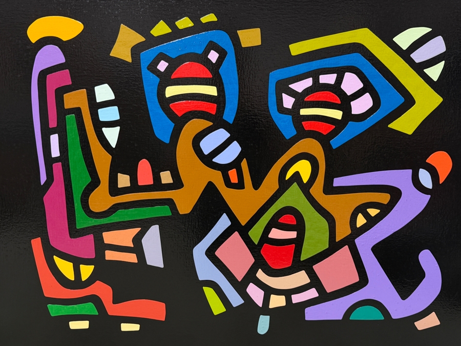 Santos Orellana (B. 1974, American) Original Acrylic Painting On Plywood Signed Verso 'The Art Of Santos' Urban Pop Artwork 30' X 24' With Substantial Hand Painted Wooden Frame SO-JUL2020-049 Estimate $1,000-$1,400 [Photo 2]