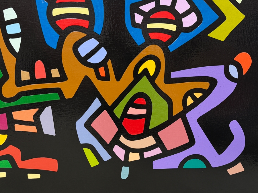 Santos Orellana (B. 1974, American) Original Acrylic Painting On Plywood Signed Verso 'The Art Of Santos' Urban Pop Artwork 30' X 24' With Substantial Hand Painted Wooden Frame SO-JUL2020-049 Estimate $1,000-$1,400 [Photo 3]