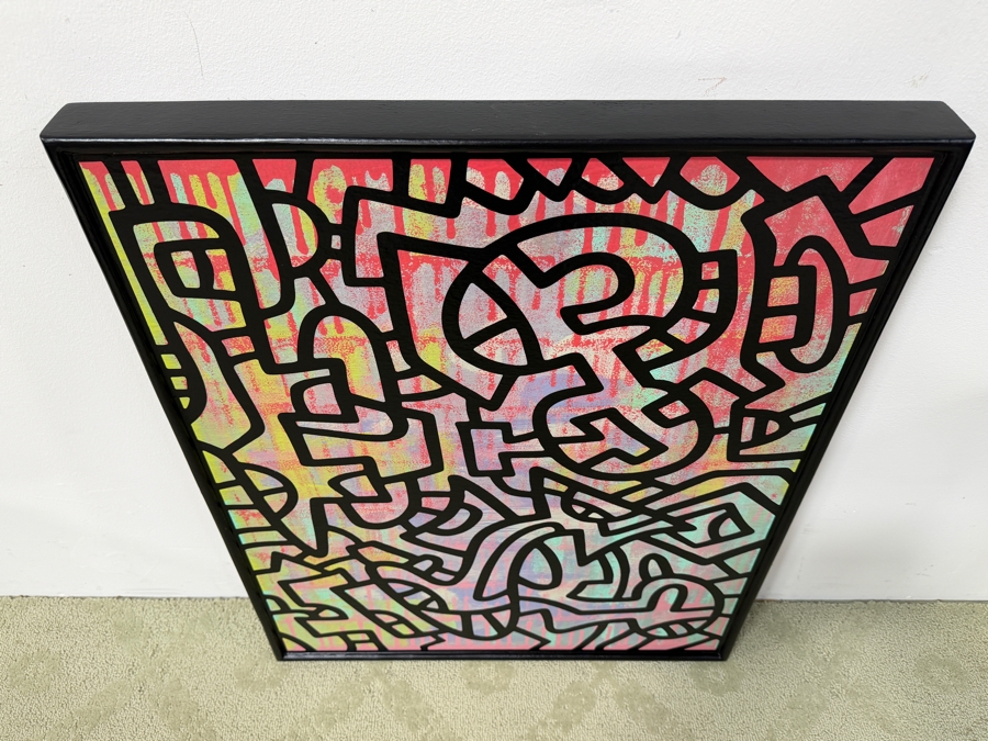 Santos Orellana (B. 1974, American) Original Acrylic Painting On Plywood Signed Verso 'The Art Of Santos' Urban Pop Artwork 24' X 30' With Substantial Hand Painted Wooden Frame SO-JUL2020-058 Estimate $1,000-$1,400 [Photo 5]