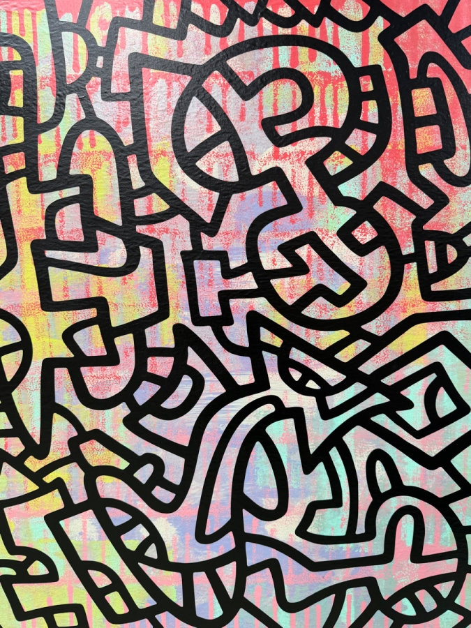 Santos Orellana (B. 1974, American) Original Acrylic Painting On Plywood Signed Verso 'The Art Of Santos' Urban Pop Artwork 24' X 30' With Substantial Hand Painted Wooden Frame SO-JUL2020-058 Estimate $1,000-$1,400 [Photo 3]
