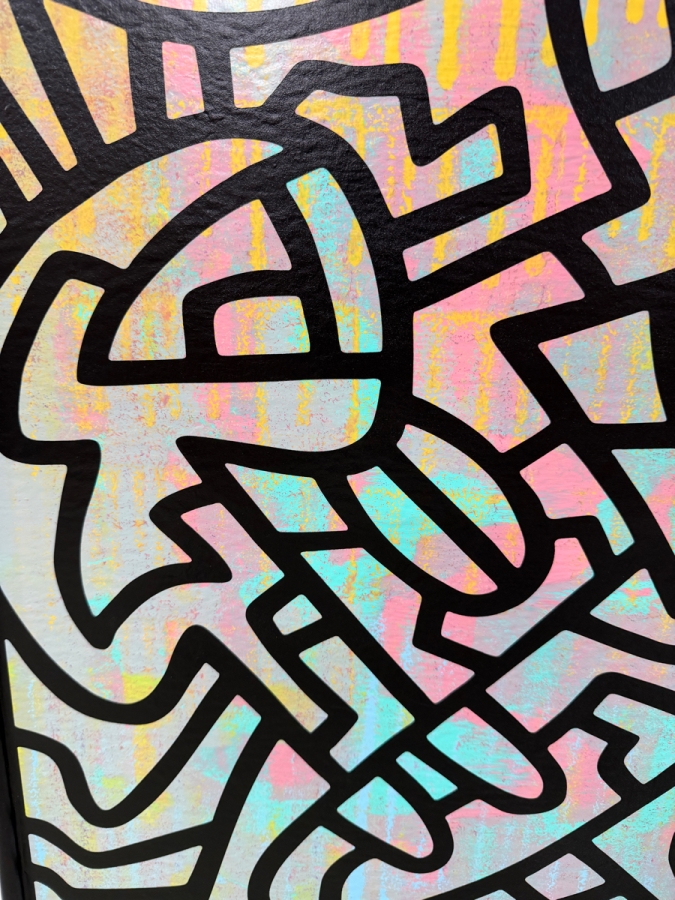 Santos Orellana (B. 1974, American) Original Acrylic Painting On Plywood Signed Verso 'The Art Of Santos' Urban Pop Artwork 24' X 30' With Substantial Hand Painted Wooden Frame SO-JUL2020-060 Estimate $1,000-$1,400 [Photo 4]