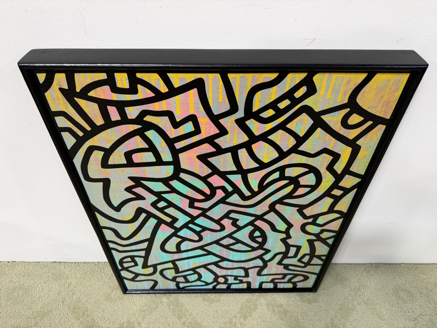 Santos Orellana (B. 1974, American) Original Acrylic Painting On Plywood Signed Verso 'The Art Of Santos' Urban Pop Artwork 24' X 30' With Substantial Hand Painted Wooden Frame SO-JUL2020-060 Estimate $1,000-$1,400 [Photo 5]