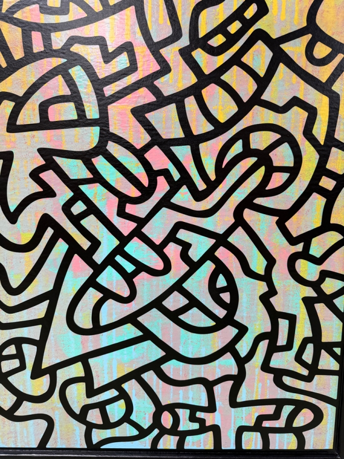 Santos Orellana (B. 1974, American) Original Acrylic Painting On Plywood Signed Verso 'The Art Of Santos' Urban Pop Artwork 24' X 30' With Substantial Hand Painted Wooden Frame SO-JUL2020-060 Estimate $1,000-$1,400 [Photo 2]