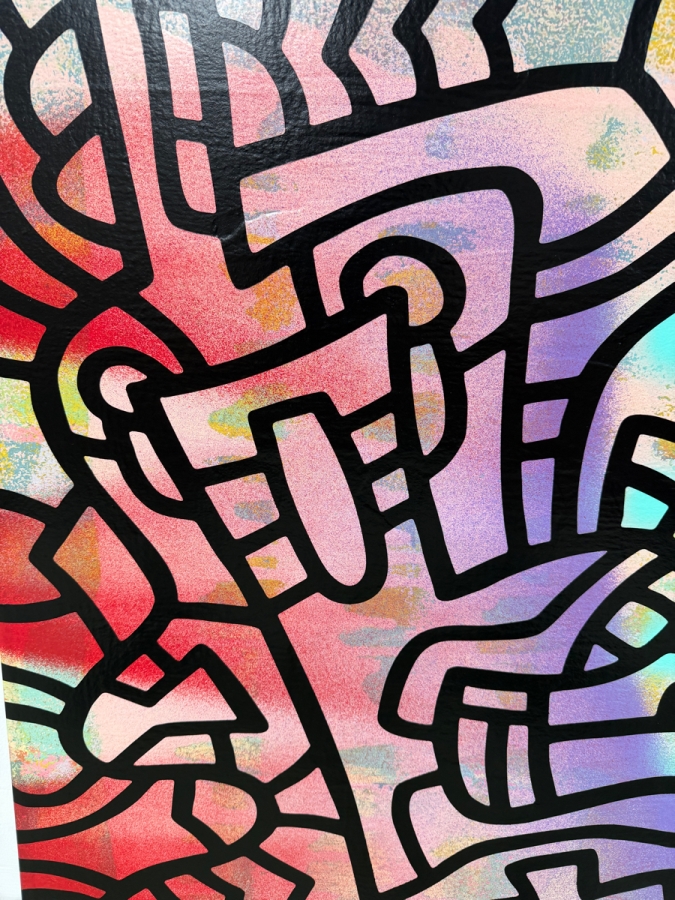 Santos Orellana (B. 1974, American) Original Acrylic Painting On Plywood Signed Verso 'The Art Of Santos' Urban Pop Artwork 24' X 30' With Solid Hand Painted Wooden Frame SO-APR2020-042 Estimate $1,000-$1,400 [Photo 5]