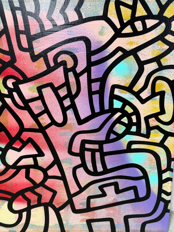 Santos Orellana (B. 1974, American) Original Acrylic Painting On Plywood Signed Verso 'The Art Of Santos' Urban Pop Artwork 24' X 30' With Solid Hand Painted Wooden Frame SO-APR2020-042 Estimate $1,000-$1,400 [Photo 3]