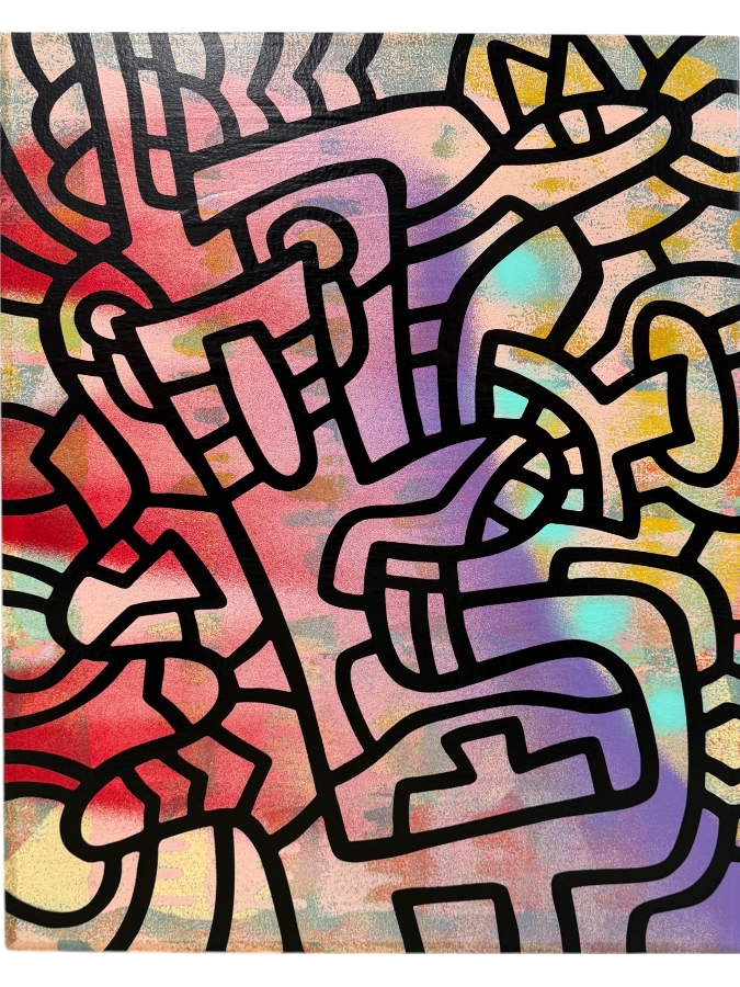 Santos Orellana (B. 1974, American) Original Acrylic Painting On Plywood Signed Verso 'The Art Of Santos' Urban Pop Artwork 24' X 30' With Solid Hand Painted Wooden Frame SO-APR2020-042 Estimate $1,000-$1,400