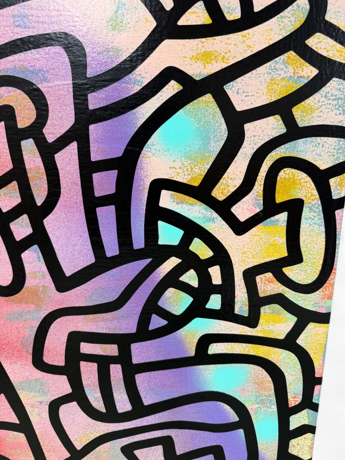 Santos Orellana (B. 1974, American) Original Acrylic Painting On Plywood Signed Verso 'The Art Of Santos' Urban Pop Artwork 24' X 30' With Solid Hand Painted Wooden Frame SO-APR2020-042 Estimate $1,000-$1,400 [Photo 2]