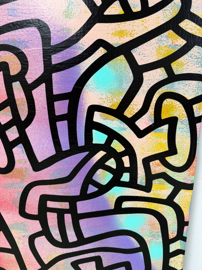 Santos Orellana (B. 1974, American) Original Acrylic Painting On Plywood Signed Verso 'The Art Of Santos' Urban Pop Artwork 24' X 30' With Solid Hand Painted Wooden Frame SO-APR2020-042 Estimate $1,000-$1,400 [Photo 4]