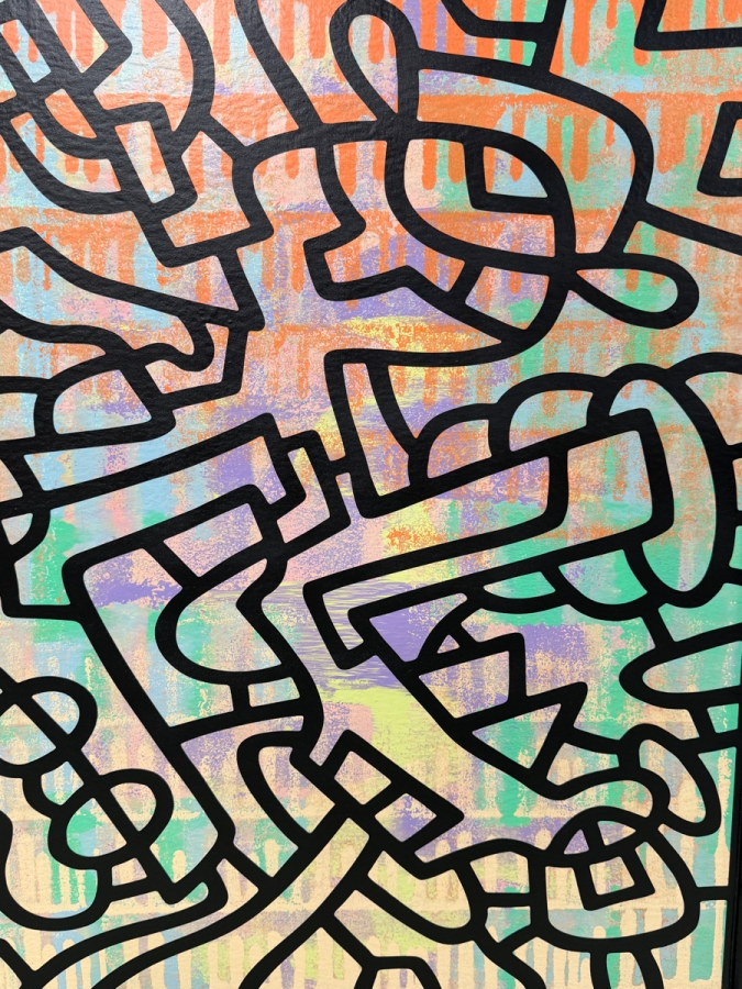 Santos Orellana (B. 1974, American) Original Acrylic Painting On Plywood Signed Verso 'The Art Of Santos' Urban Pop Artwork 24' X 30' With Substantial Hand Painted Wooden Frame SO-JUL2020-059 Estimate $1,000-$1,400 [Photo 2]