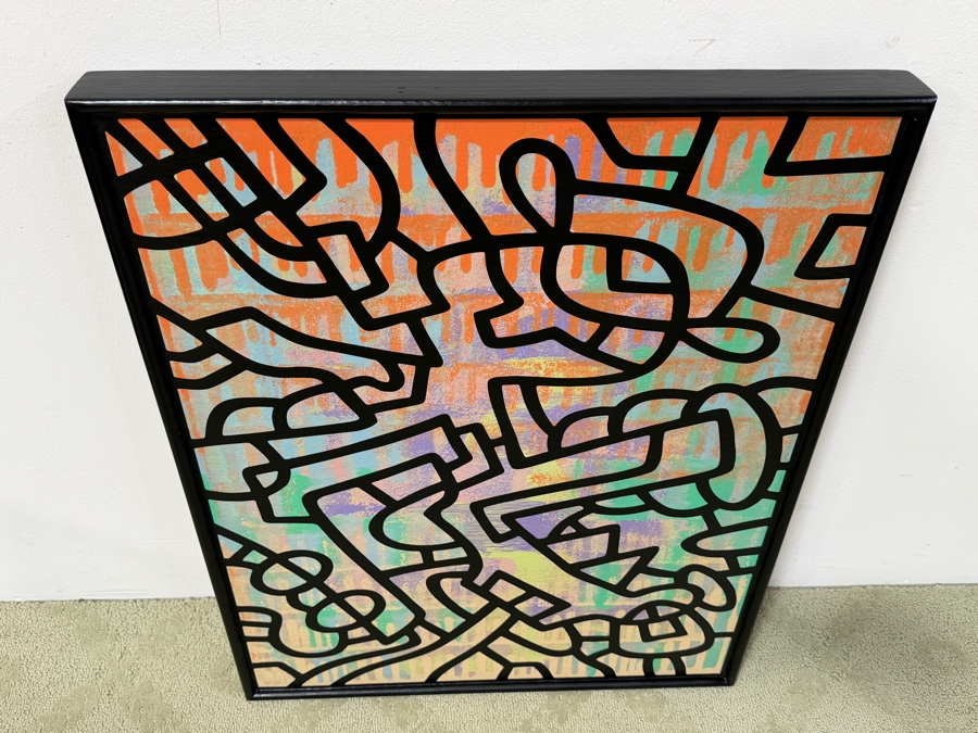 Santos Orellana (B. 1974, American) Original Acrylic Painting On Plywood Signed Verso 'The Art Of Santos' Urban Pop Artwork 24' X 30' With Substantial Hand Painted Wooden Frame SO-JUL2020-059 Estimate $1,000-$1,400 [Photo 3]