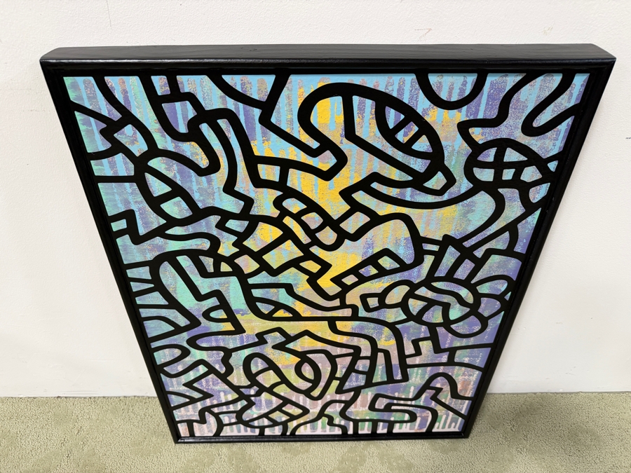 Santos Orellana (B. 1974, American) Original Acrylic Painting On Plywood Signed Verso 'The Art Of Santos' Urban Pop Artwork 24' X 30' With Substantial Hand Painted Wooden Frame SO-JUL2020-057 Estimate $1,000-$1,400 [Photo 4]