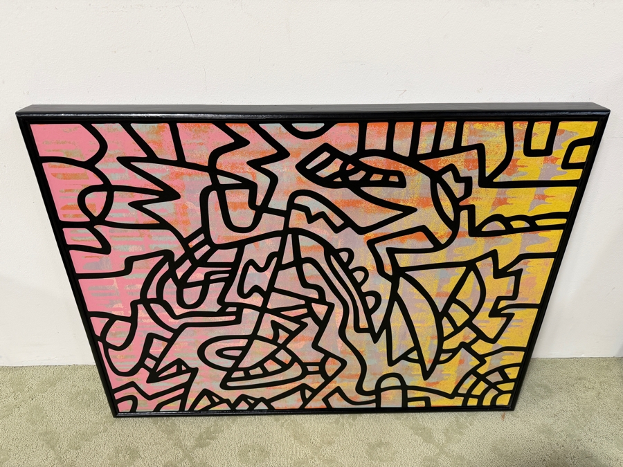 Santos Orellana (B. 1974, American) Original Acrylic Painting On Plywood Signed Verso 'The Art Of Santos' Urban Pop Artwork 30' X 24' With Substantial Hand Painted Wooden Frame SO-JUL2020-067 Estimate $1,000-$1,400 [Photo 4]