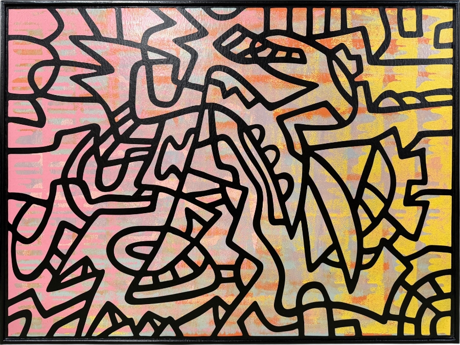 Santos Orellana (B. 1974, American) Original Acrylic Painting On Plywood Signed Verso 'The Art Of Santos' Urban Pop Artwork 30' X 24' With Substantial Hand Painted Wooden Frame SO-JUL2020-067 Estimate $1,000-$1,400
