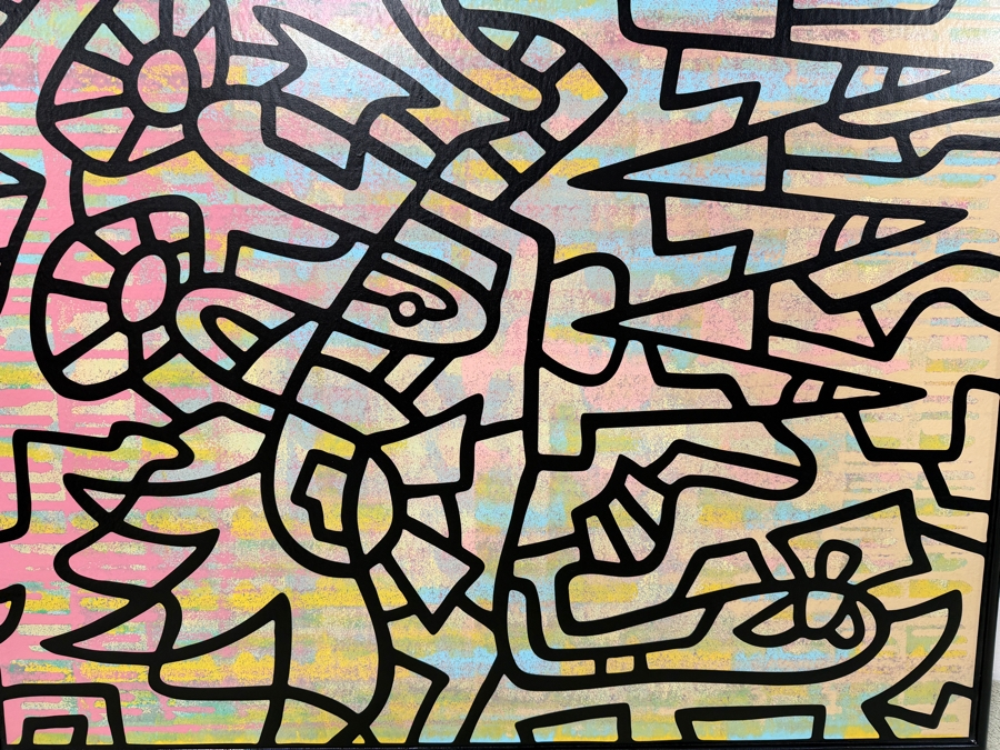 Santos Orellana (B. 1974, American) Original Acrylic Painting On Plywood Signed Verso 'The Art Of Santos' Urban Pop Artwork 30' X 24' With Substantial Hand Painted Wooden Frame SO-JUL2020-066 Estimate $1,000-$1,400 [Photo 2]