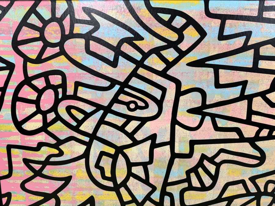 Santos Orellana (B. 1974, American) Original Acrylic Painting On Plywood Signed Verso 'The Art Of Santos' Urban Pop Artwork 30' X 24' With Substantial Hand Painted Wooden Frame SO-JUL2020-066 Estimate $1,000-$1,400 [Photo 3]