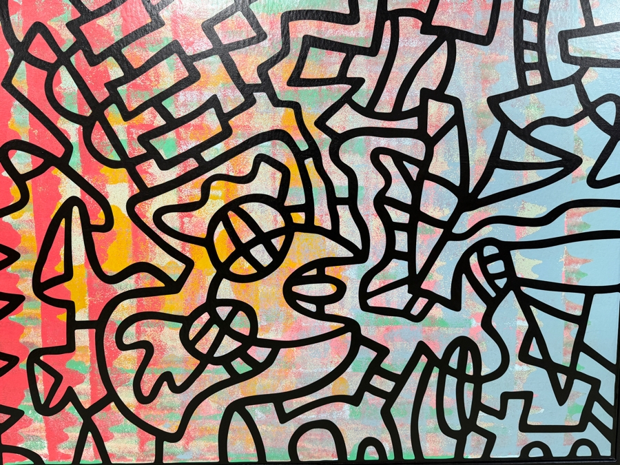 Santos Orellana (B. 1974, American) Original Acrylic Painting On Plywood Signed Verso 'The Art Of Santos' Urban Pop Artwork 30' X 24' With Substantial Hand Painted Wooden Frame SO-JUL2020-070 Estimate $1,000-$1,400 [Photo 2]