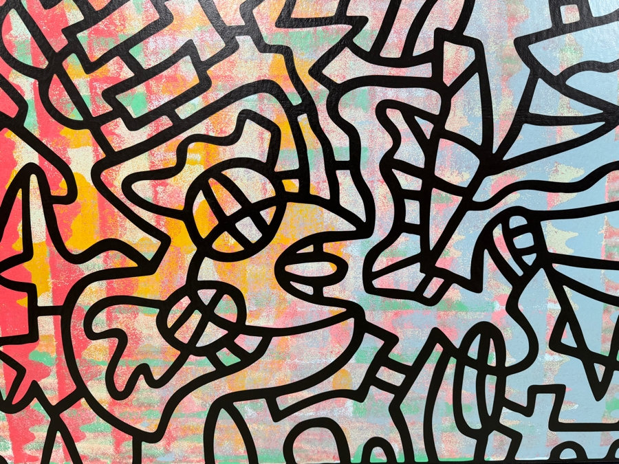 Santos Orellana (B. 1974, American) Original Acrylic Painting On Plywood Signed Verso 'The Art Of Santos' Urban Pop Artwork 30' X 24' With Substantial Hand Painted Wooden Frame SO-JUL2020-070 Estimate $1,000-$1,400 [Photo 3]