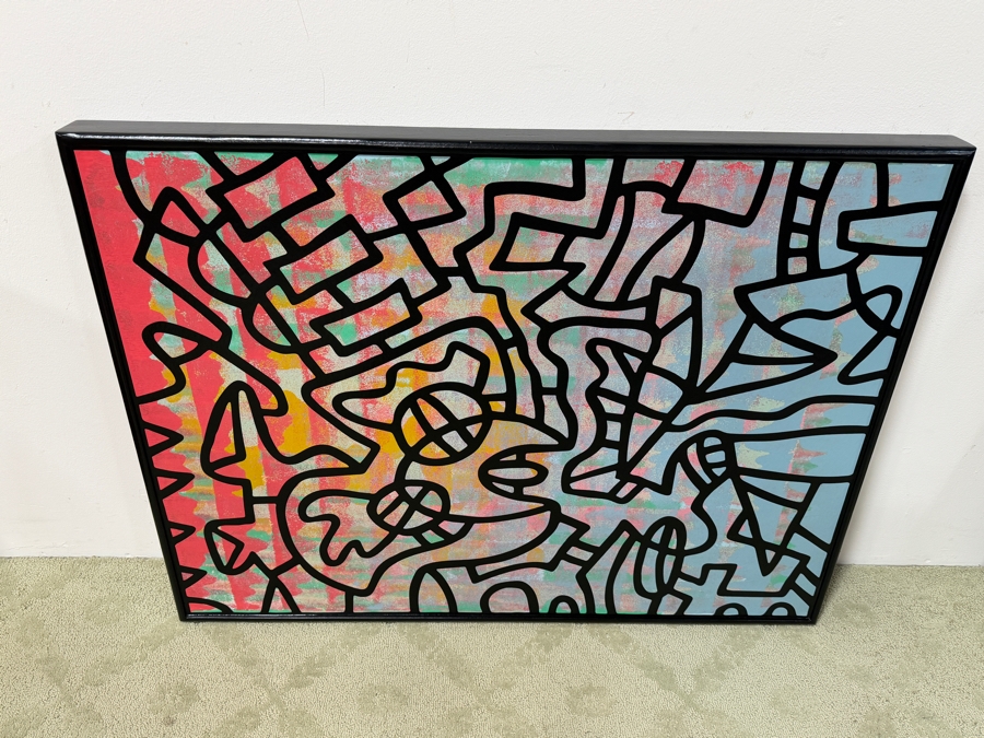 Santos Orellana (B. 1974, American) Original Acrylic Painting On Plywood Signed Verso 'The Art Of Santos' Urban Pop Artwork 30' X 24' With Substantial Hand Painted Wooden Frame SO-JUL2020-070 Estimate $1,000-$1,400 [Photo 4]